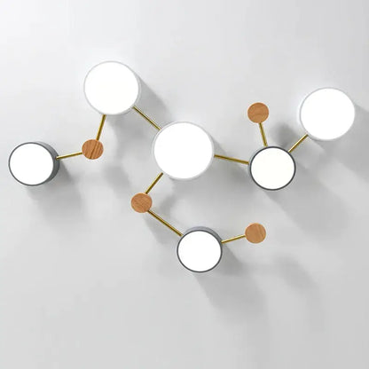 Modern white & gray wood ceiling chandelier living room light