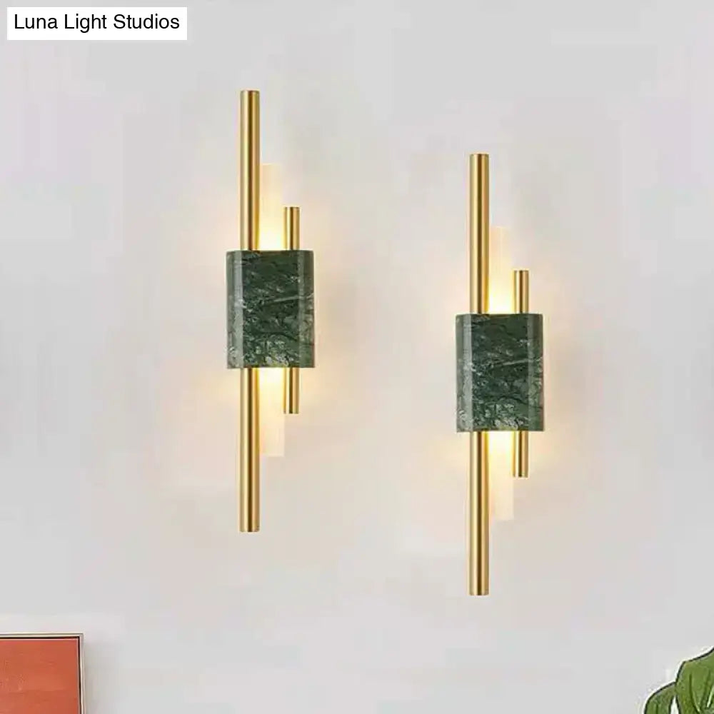 Modern white & green marble wall lamp – bedroom energy efficient light