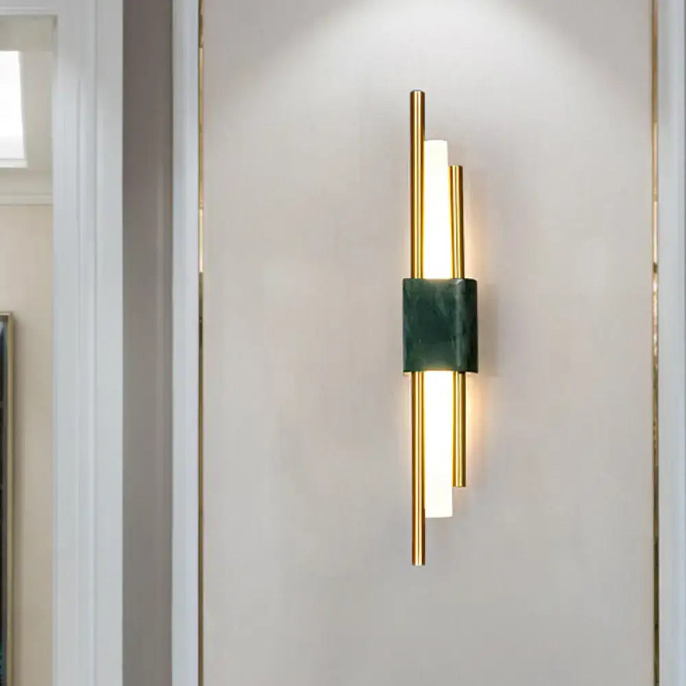 Modern white & green marble wall lamp – bedroom energy efficient light