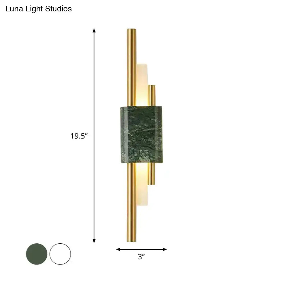 Modern white & green marble wall lamp – bedroom energy efficient light