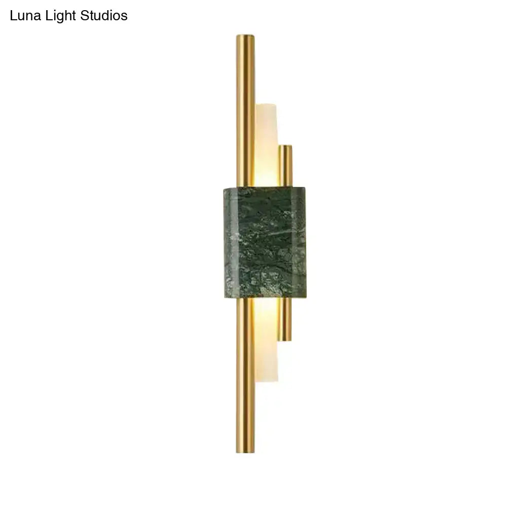 Modern white & green marble wall lamp – bedroom energy efficient light