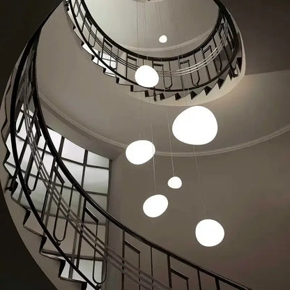 Modern white gregg glass suspension pendant light – villa staircase
