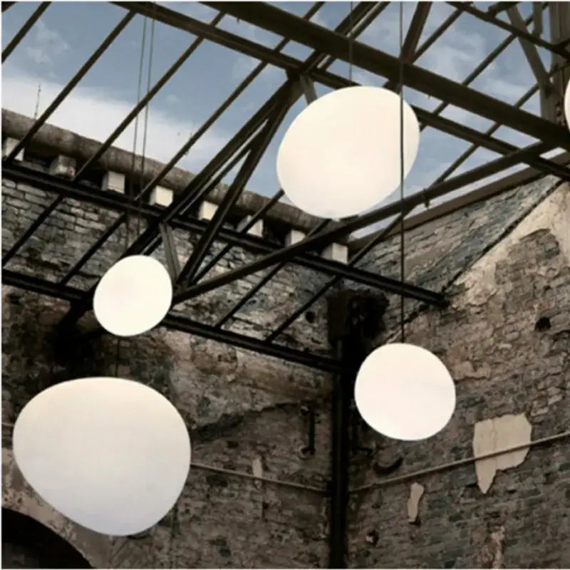 Modern white gregg glass suspension pendant light – villa staircase