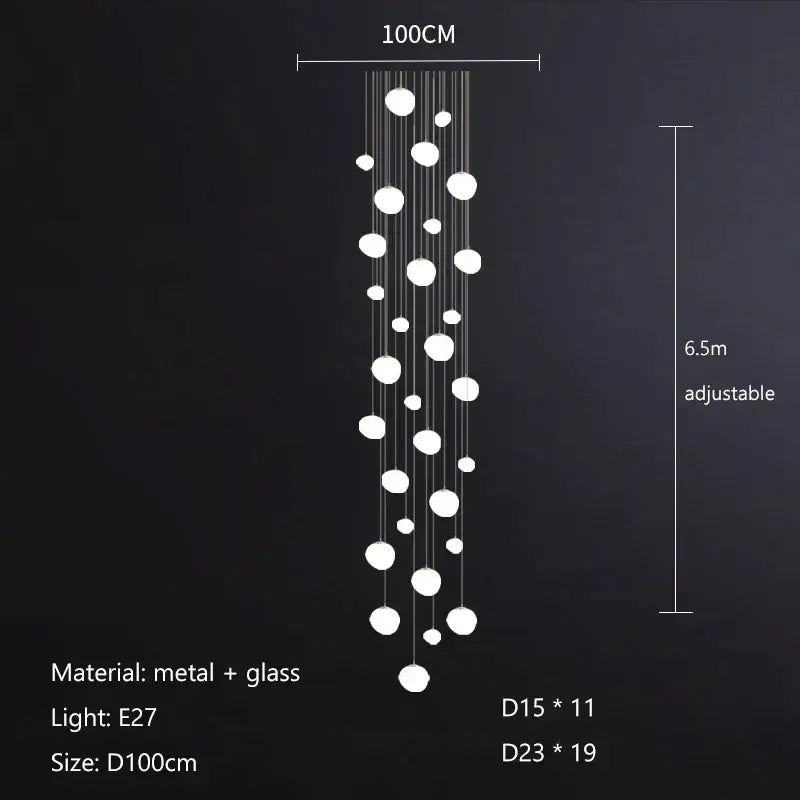 Modern white gregg glass suspension pendant light – villa staircase