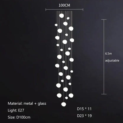 Modern white gregg glass suspension pendant light – villa staircase