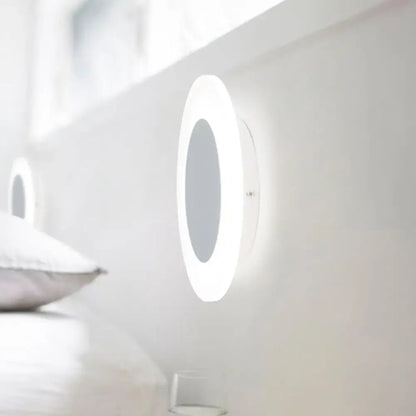 Modern white halo ring wall lighting fixture bedroom mirrored sconce