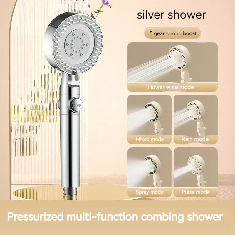 Modern white handheld shower set for bathroom high pressure mist