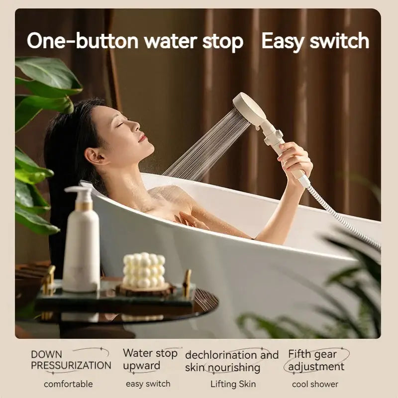 Modern white handheld shower set for bathroom high pressure mist