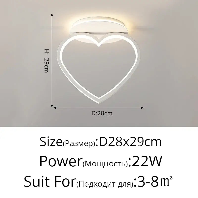 Modern white heart ceiling light bedroom led lighting fixture