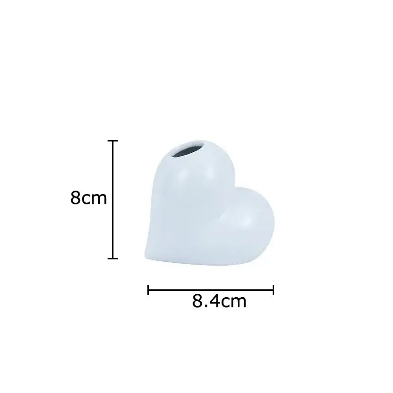 Modern white heart ceramic vase desk decor with artificial greenery