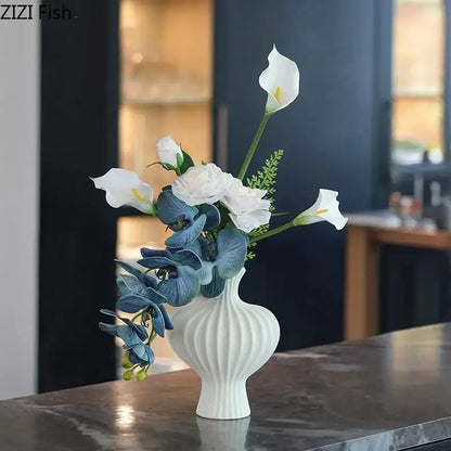 Modern white heart ceramic vase living room textured decor
