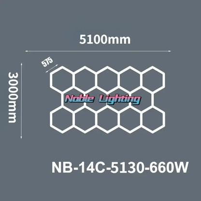 Modern white hexagon ceiling light garage honeycomb design