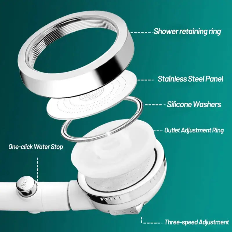 Modern white high pressure shower head with hose bathroom sprayer