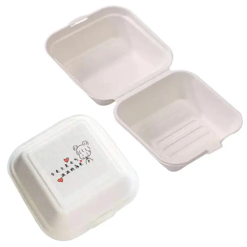 Modern white illustrated biodegradable dessert box set dining room