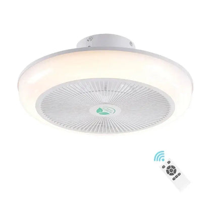 Modern white invisible blade led ceiling fan bedroom light