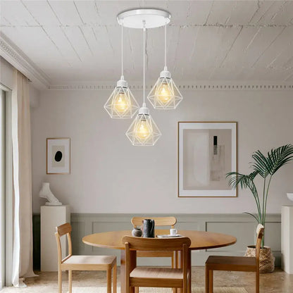 Modern white iron cage pendant lights for kitchen and living room