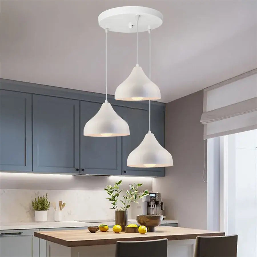Modern white iron cage pendant lights for kitchen and living room