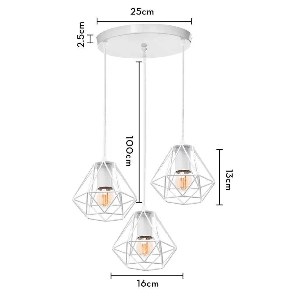 Modern white iron cage pendant lights for kitchen and living room