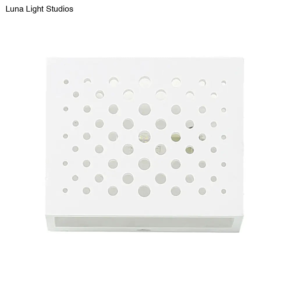 DecorBites™ Modern White Laser-Cut Box Wall Light Sconce - 1 Head Gypsum LED Lamp