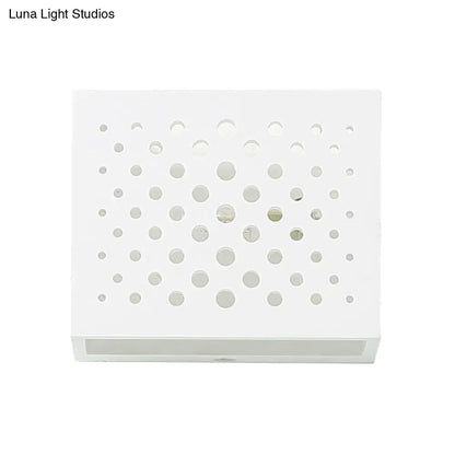 DecorBites™ Modern White Laser-Cut Box Wall Light Sconce - 1 Head Gypsum LED Lamp