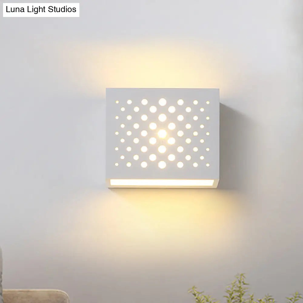 DecorBites™ Modern White Laser-Cut Box Wall Light Sconce - 1 Head Gypsum LED Lamp