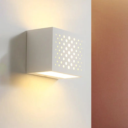 DecorBites™ Modern White Laser-Cut Box Wall Light Sconce - 1 Head Gypsum LED Lamp