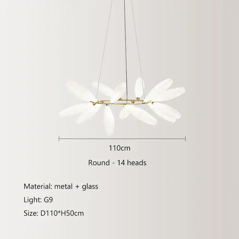 Modern white leaf elegant glass led pendant light dining room