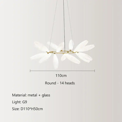Modern white leaf elegant glass led pendant light dining room