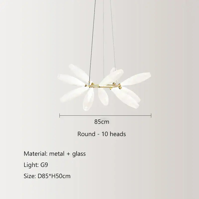Modern white leaf elegant glass led pendant light dining room
