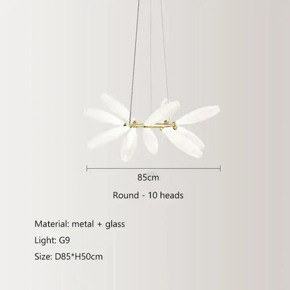 Modern white leaf elegant glass led pendant light dining room