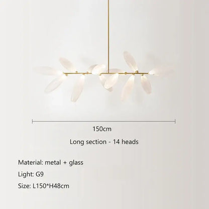 Modern white leaf elegant glass led pendant light dining room