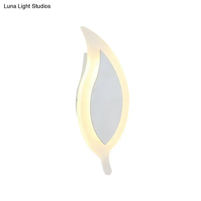 Modern white leaf wall lamp warm & white bedroom sconce