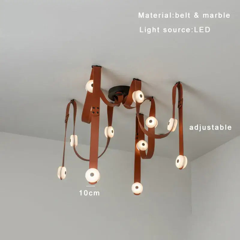 Modern white leather designer belt marble pendant lights villa chandelier