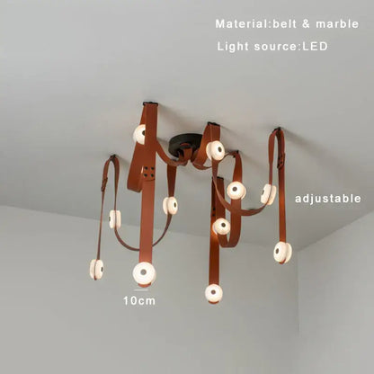 Modern white leather designer belt marble pendant lights villa chandelier