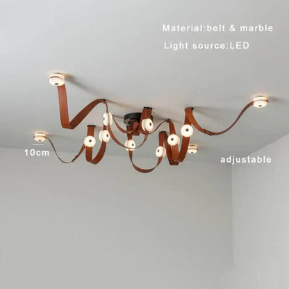 Modern white leather designer belt marble pendant lights villa chandelier