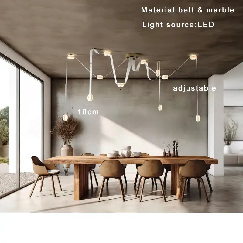 Modern white leather designer belt marble pendant lights villa chandelier