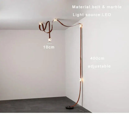 Modern white leather designer belt marble pendant lights villa chandelier