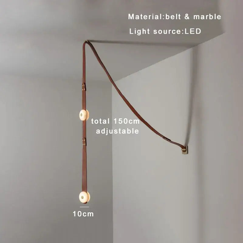 Modern white leather designer belt marble pendant lights villa chandelier