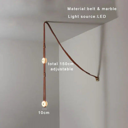 Modern white leather designer belt marble pendant lights villa chandelier
