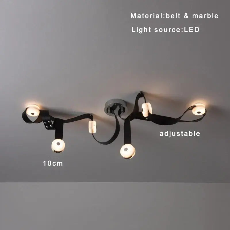 Modern white leather designer belt marble pendant lights villa chandelier