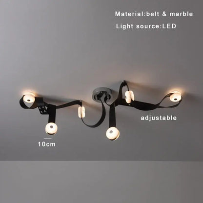 Modern white leather designer belt marble pendant lights villa chandelier