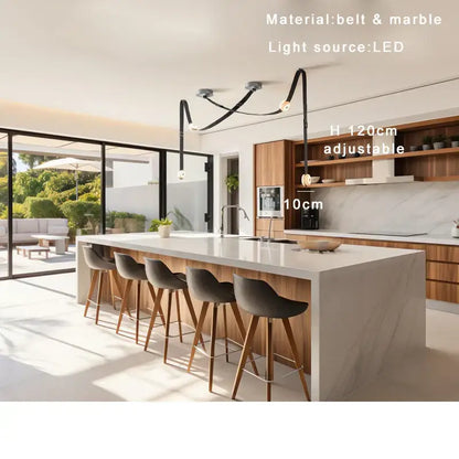 Modern white leather designer belt marble pendant lights villa chandelier