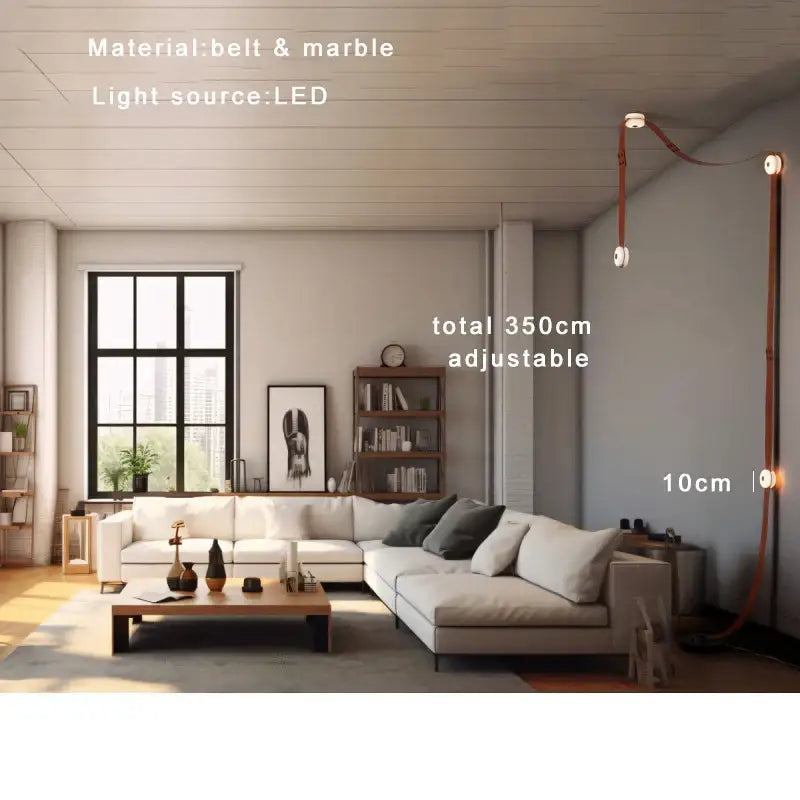 Modern white leather designer belt marble pendant lights villa chandelier