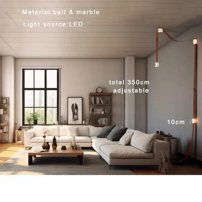 Modern white leather designer belt marble pendant lights villa chandelier