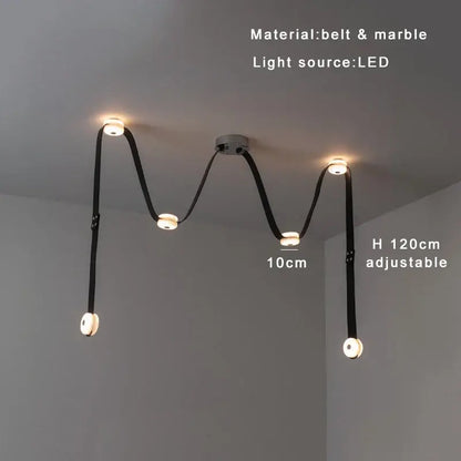 Modern white leather designer belt marble pendant lights villa chandelier