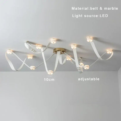 Modern white leather designer belt marble pendant lights villa chandelier