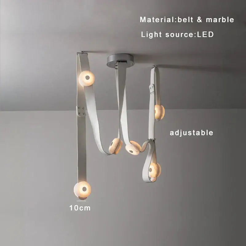 Modern white leather designer belt marble pendant lights villa chandelier