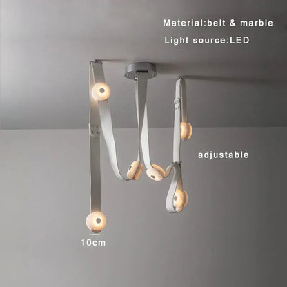 Modern white leather designer belt marble pendant lights villa chandelier