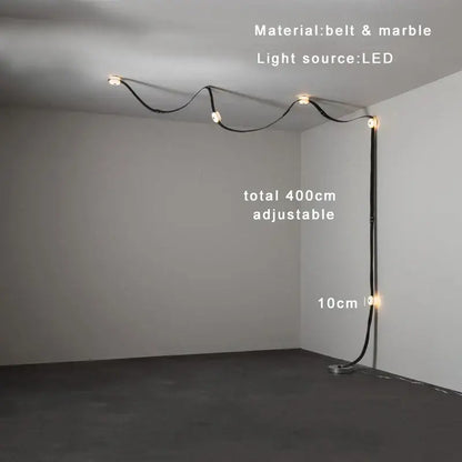 Modern white leather designer belt marble pendant lights villa chandelier