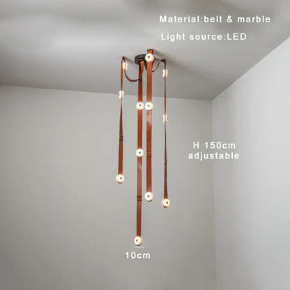 Modern white leather designer belt marble pendant lights villa chandelier